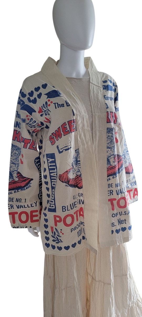 Flour Sack Vintage Print Cotton Jacket
