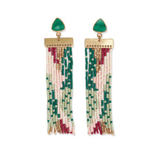 Load image into Gallery viewer, Lilah Stone Post Beaded Fringe Earrings
