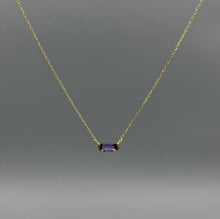 Load image into Gallery viewer, Baguette Birthstone Necklace - Gold
