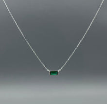 Load image into Gallery viewer, Baguette Birthstone Necklace- Silver
