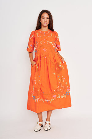 Orange Embroidered