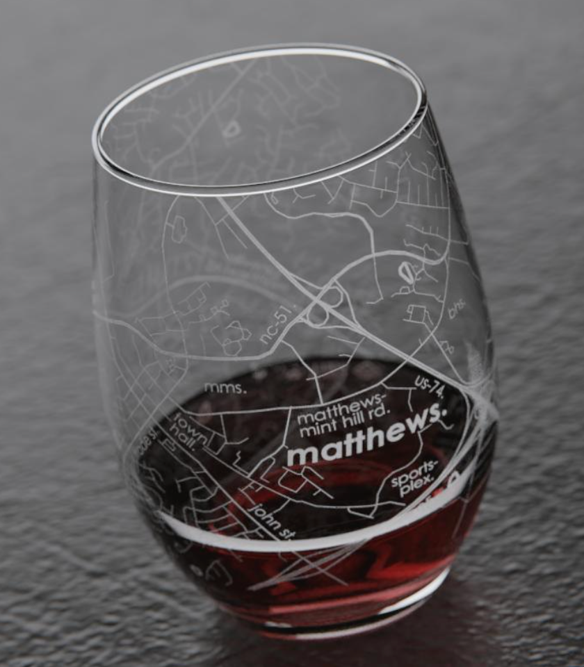 Etched Map Stemless Wine Glass - Thumbnail 3