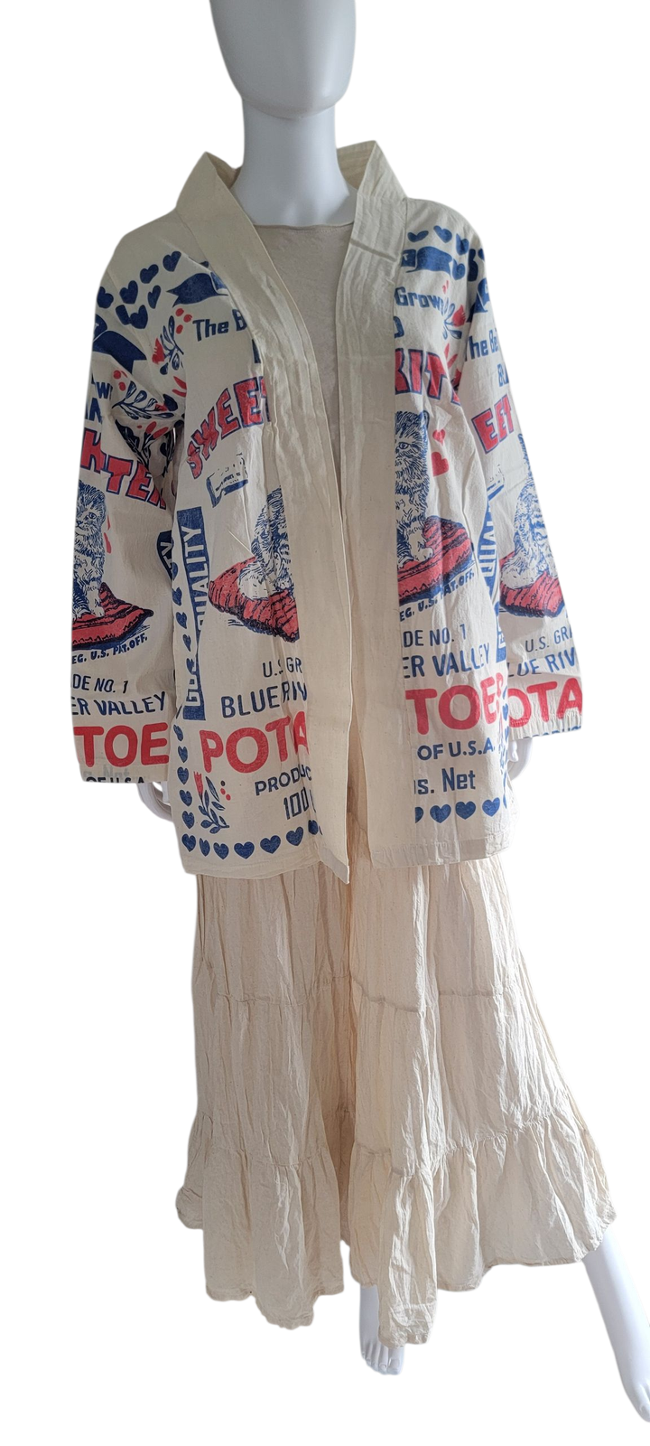 Flour Sack Vintage Print Cotton Jacket