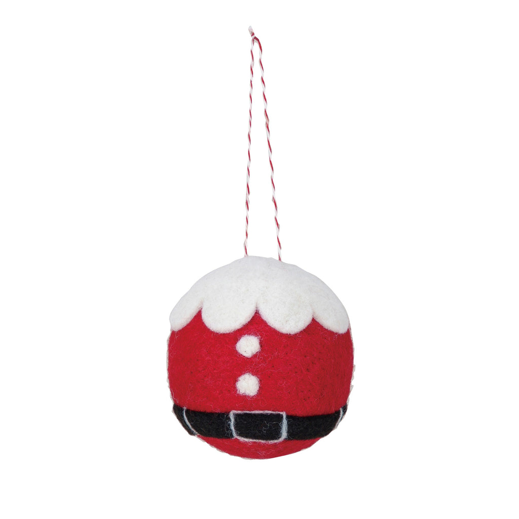 Handmade Wool Felt & Foam Ball Ornament w/ Santa Clothes, Multi Color