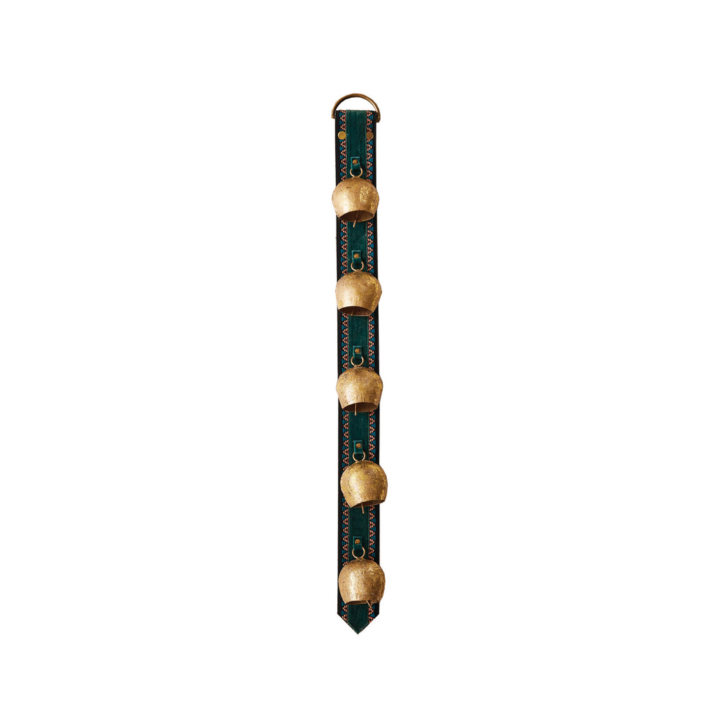 Handmade Velvet & Leather Embroidered Metal Bells Door Hanger