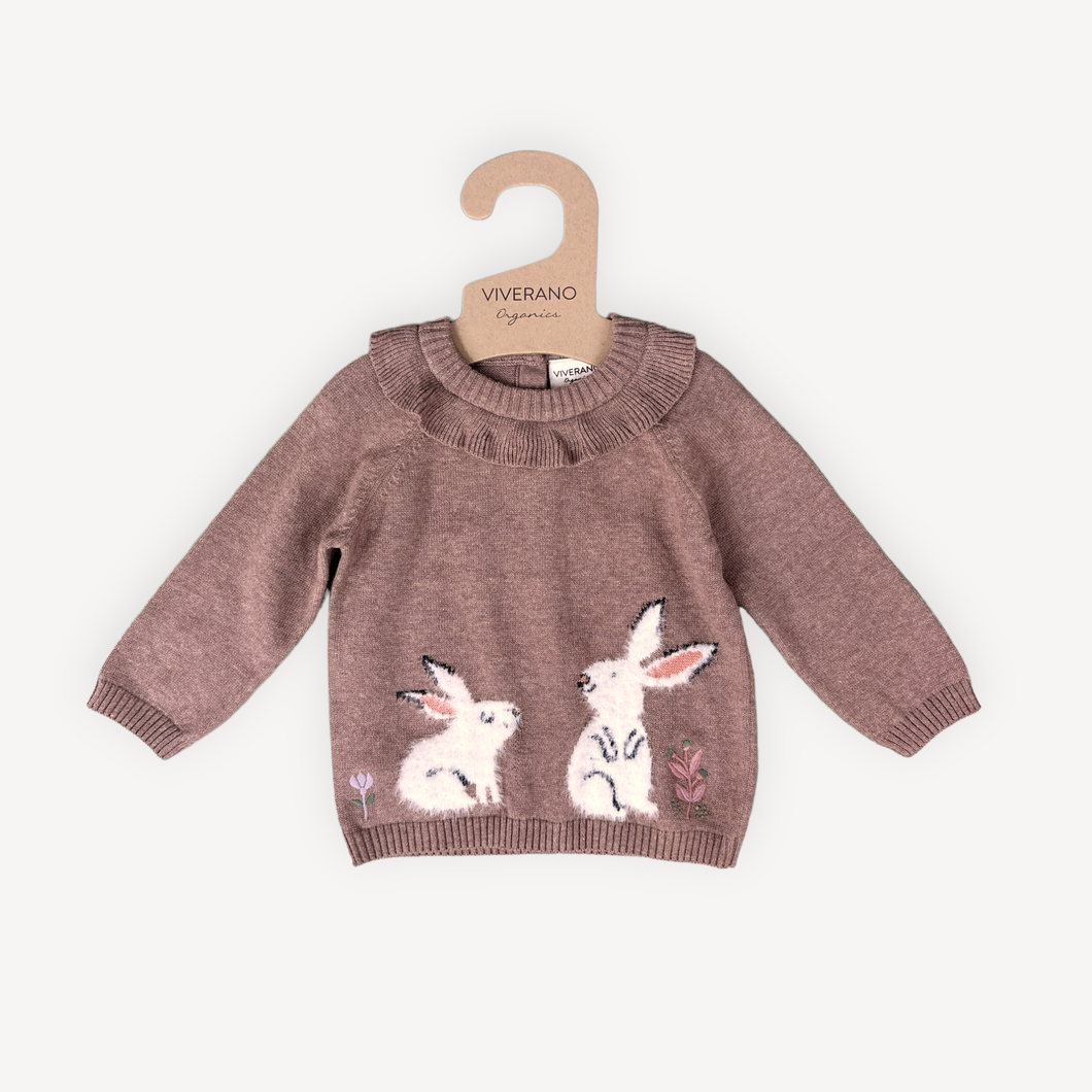 Furry Bunny Ruffle Collar Sweater