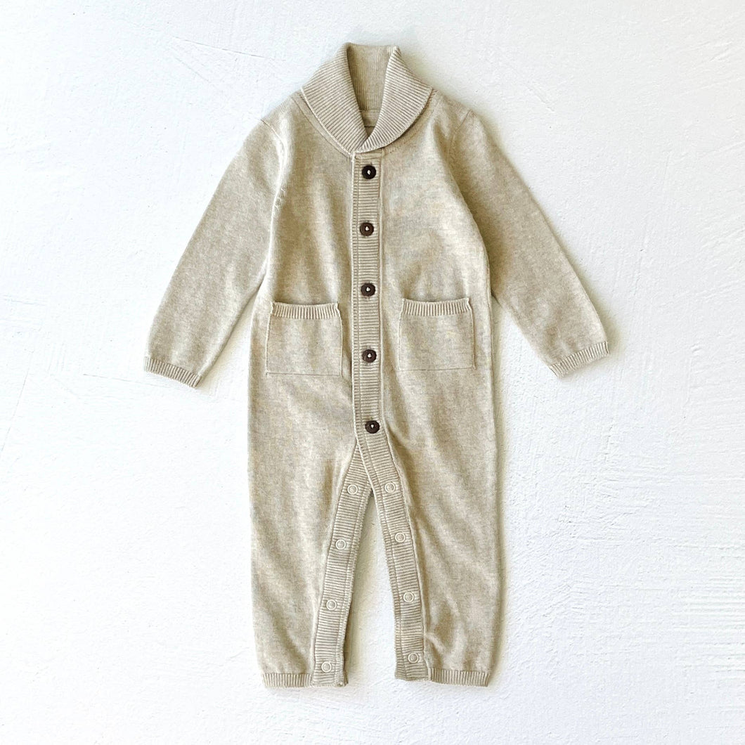 Milan Earthy Shawl Sweater Knit Baby Jumpsuit Organic Cotton