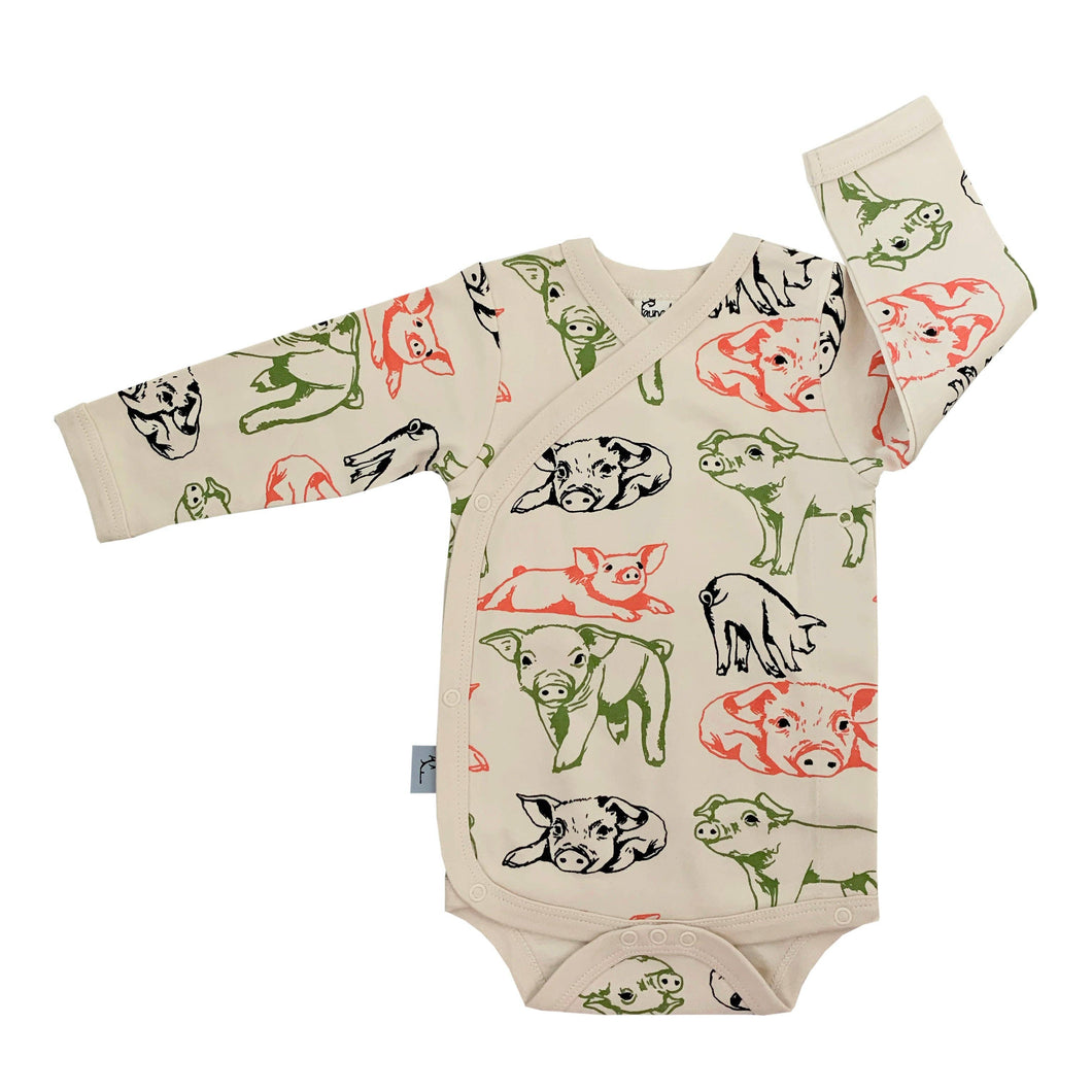 Organic Cotton Baby Bodysuit | Kimono Style