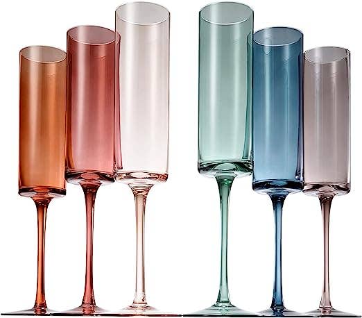 Muted Rainbow Champagne Flute
